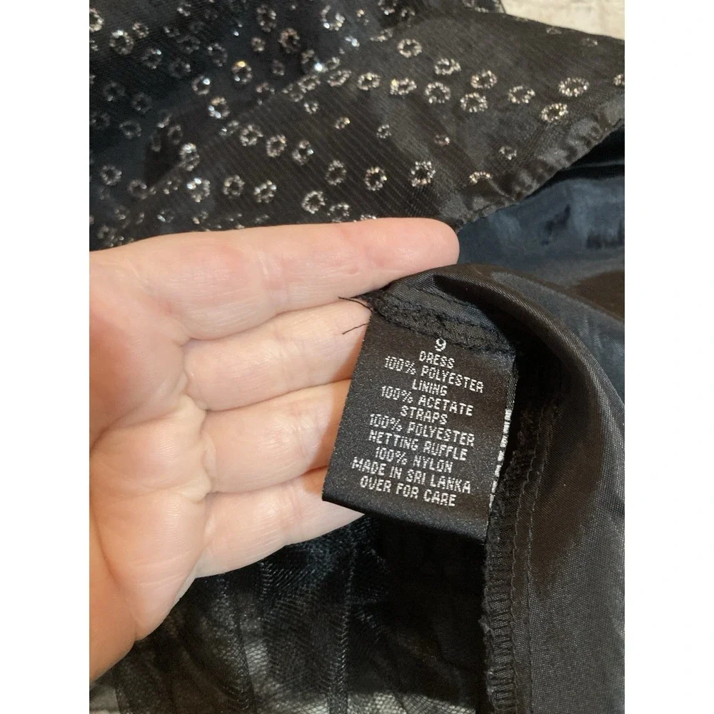 Vintage Y2K BCX Dress 9 Black‎ Glitter Embellished Fit Flare Cocktail Party Mesh